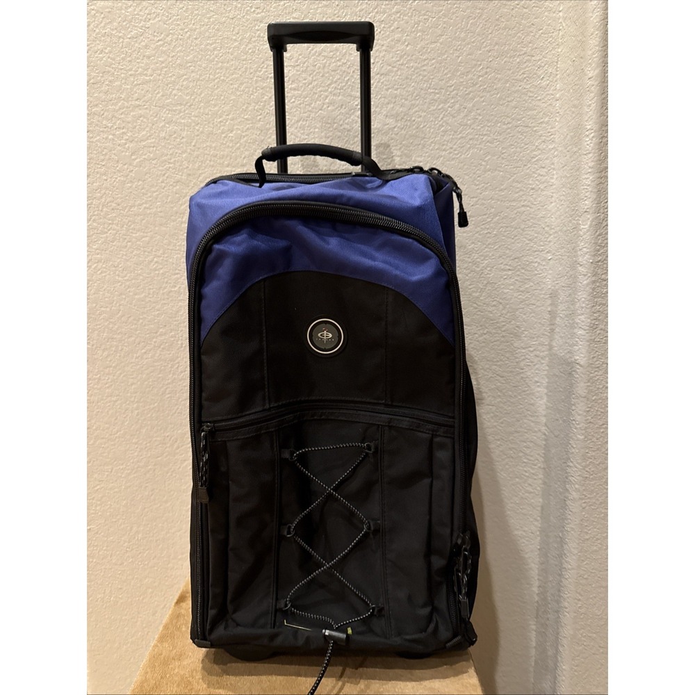 InGear Rolling Suitcase Blue Black Softside Travel Luggage Upright‎